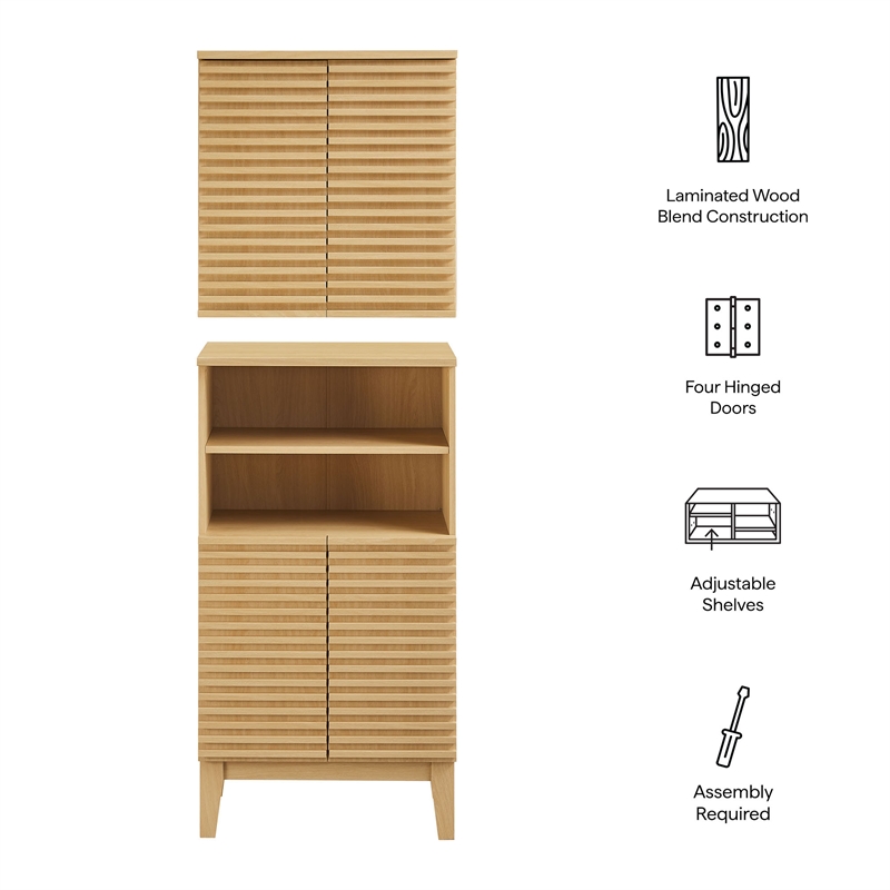 Modway Render Bathroom Cabinet Set in Brown