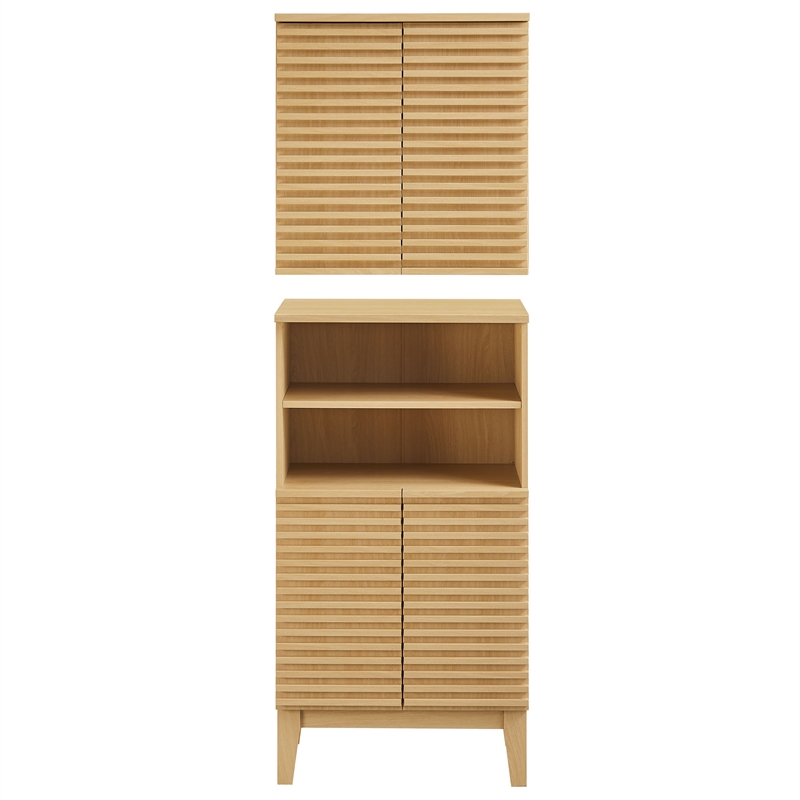 Modway Render Bathroom Cabinet Set in Brown