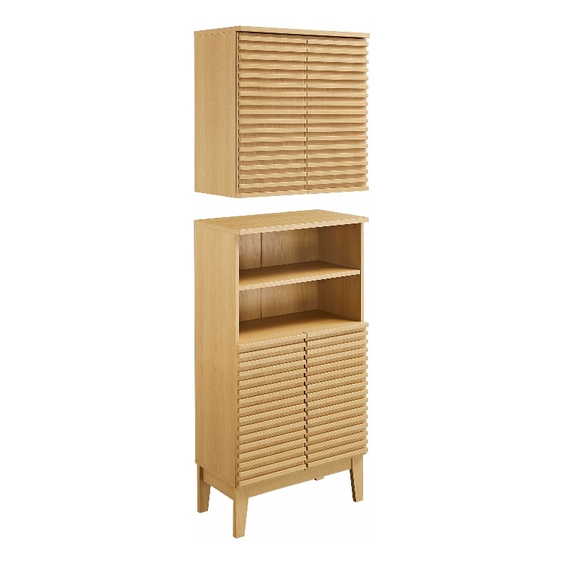 Modway Render Bathroom Cabinet Set in Brown