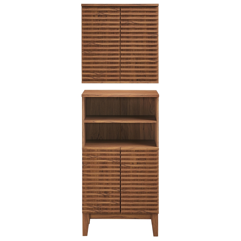 Modway Render Bathroom Cabinet Set in Brown