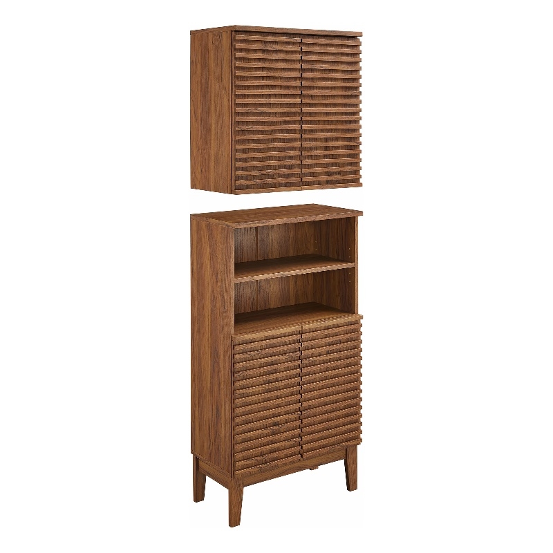 Modway Render Bathroom Cabinet Set in Brown