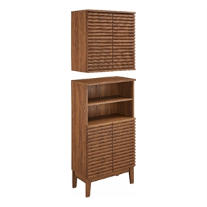 Modway Render Bathroom Cabinet Set in Brown