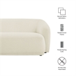 Monica 88 Inch Boucle Fabric Sofa in Cream