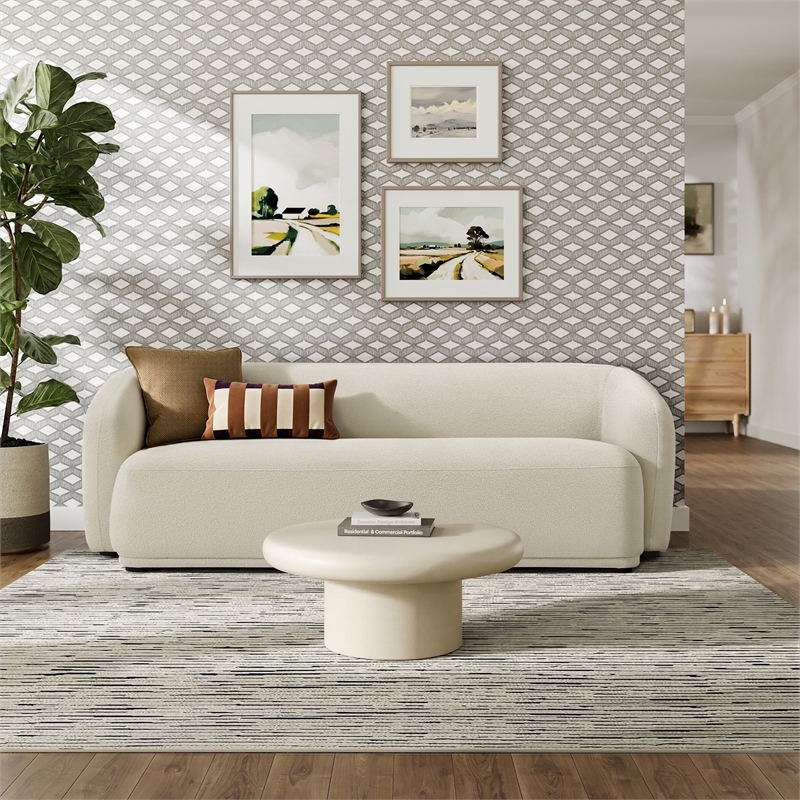 Monica 88 Inch Boucle Fabric Sofa in Cream