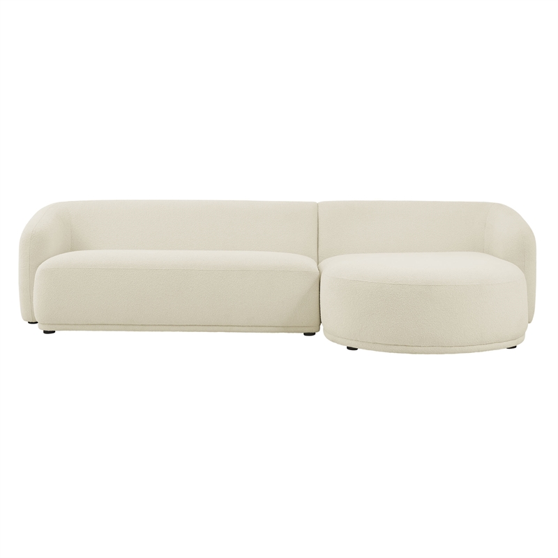 Monica 2 Piece Right Facing Boucle Fabric Modular Sofa with Chaise