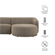 Monica 2 Piece Right Facing Boucle Fabric Modular Sofa with Chaise