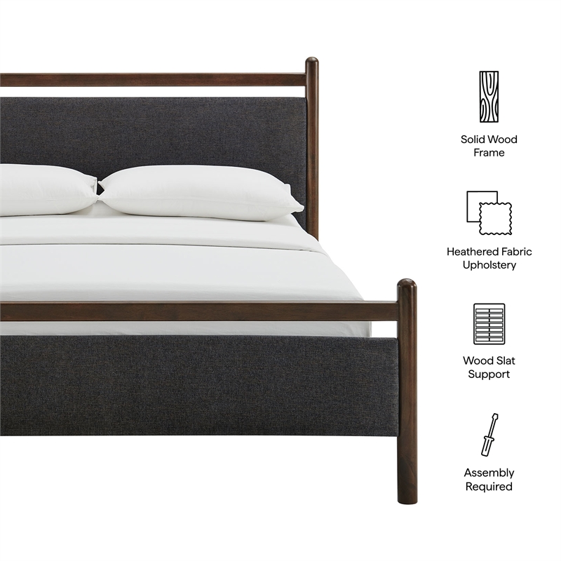 Ginny Full Size Platform Bed Frame in Wenge Heathered Dark Gray