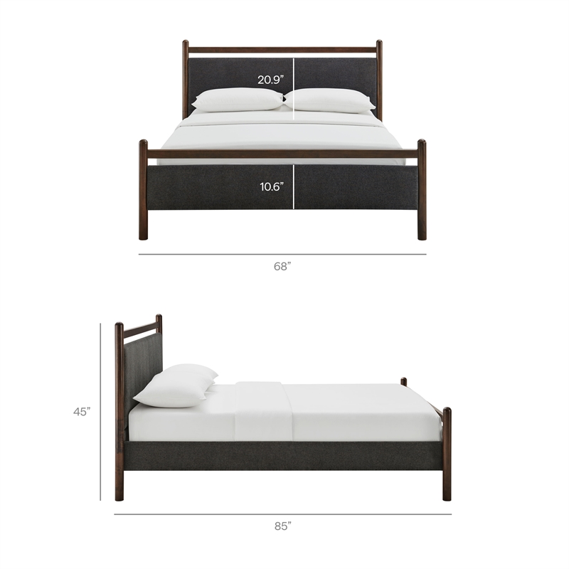 Ginny Queen Size Platform Bed Frame in Wenge Heathered Dark Gray