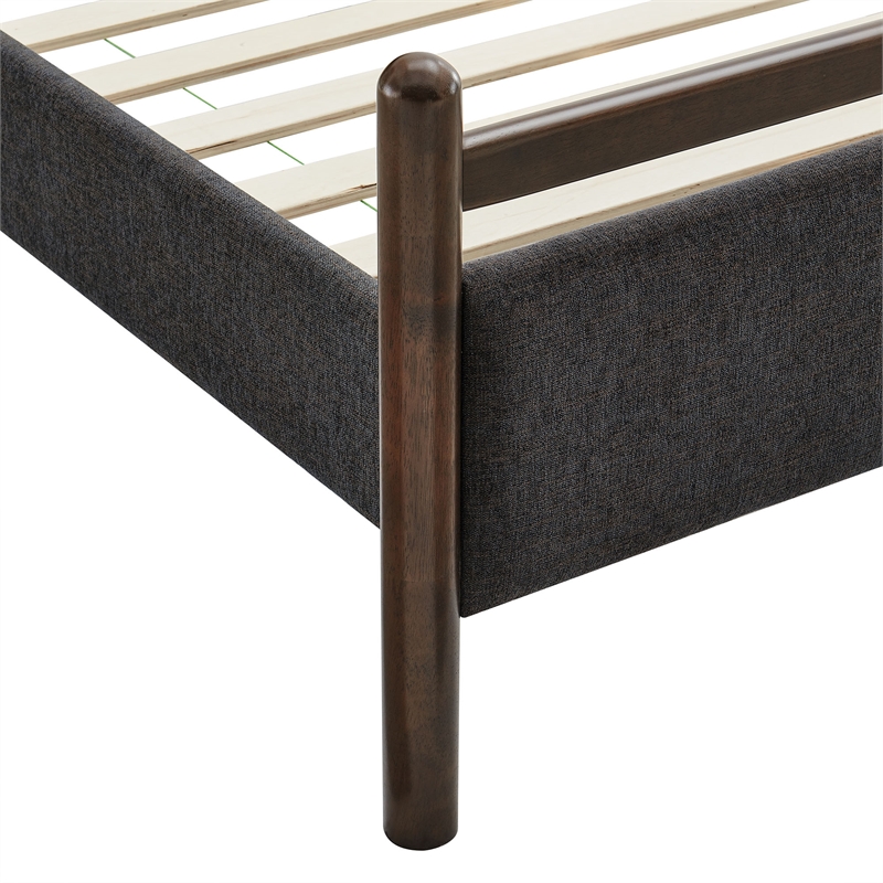 Ginny Queen Size Platform Bed Frame in Wenge Heathered Dark Gray