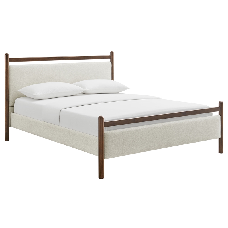 Ginny Queen Size Platform Bed Frame in Wenge Heathered Ivory