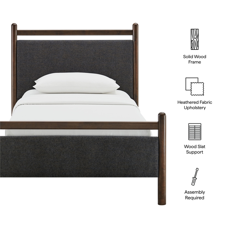 Ginny Twin Size Platform Bed Frame in Wenge Heathered Dark Gray