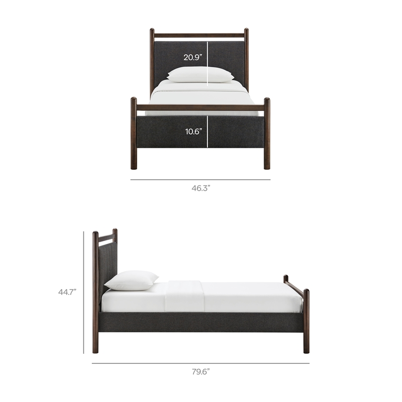 Ginny Twin Size Platform Bed Frame in Wenge Heathered Dark Gray