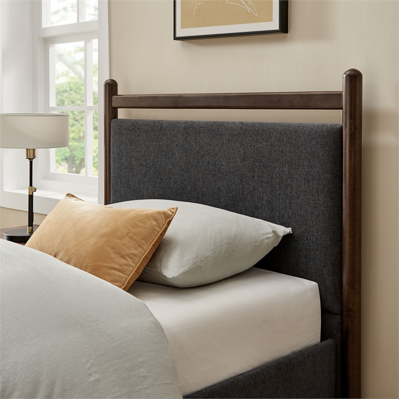 Ginny Twin Size Platform Bed Frame in Wenge Heathered Dark Gray
