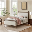 Ginny Twin Size Platform Bed Frame in Wenge Heathered Ivory