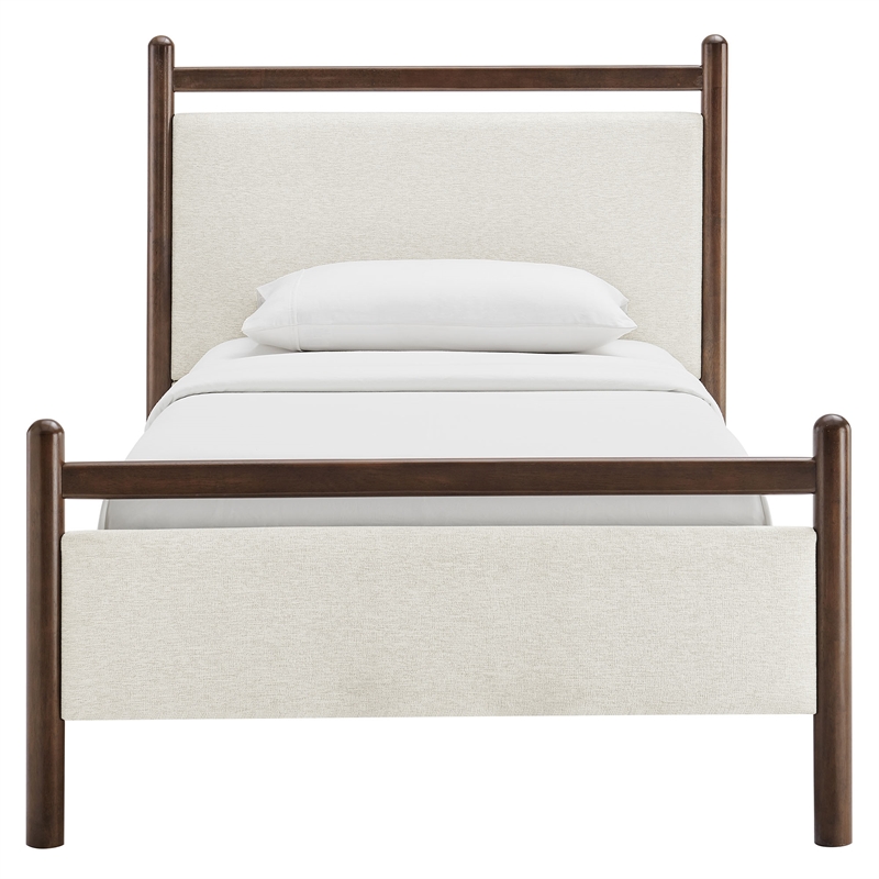 Ginny Twin Size Platform Bed Frame in Wenge Heathered Ivory