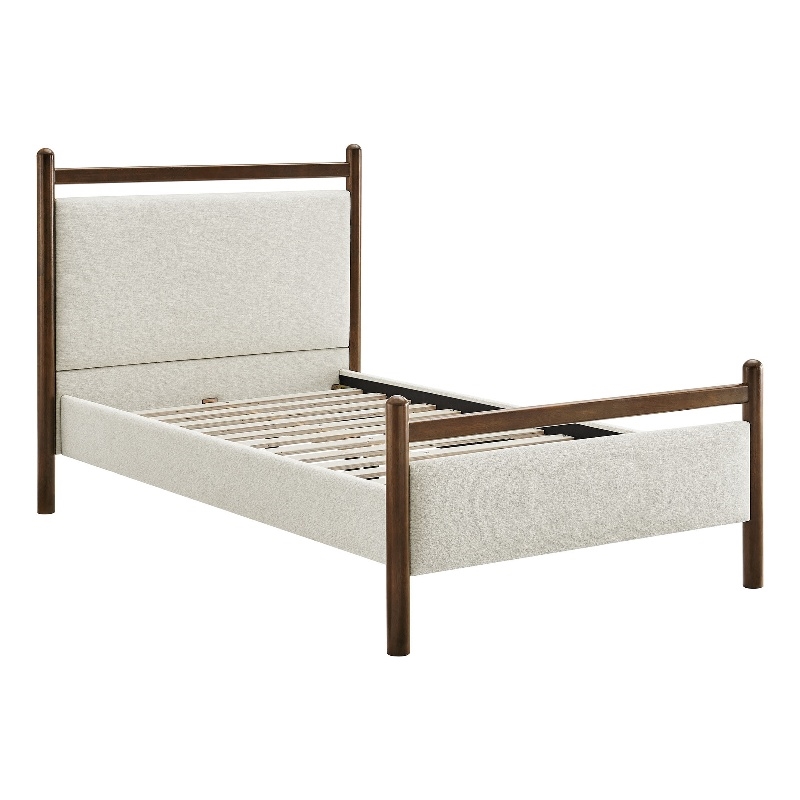 Ginny Twin Size Platform Bed Frame in Wenge Heathered Ivory