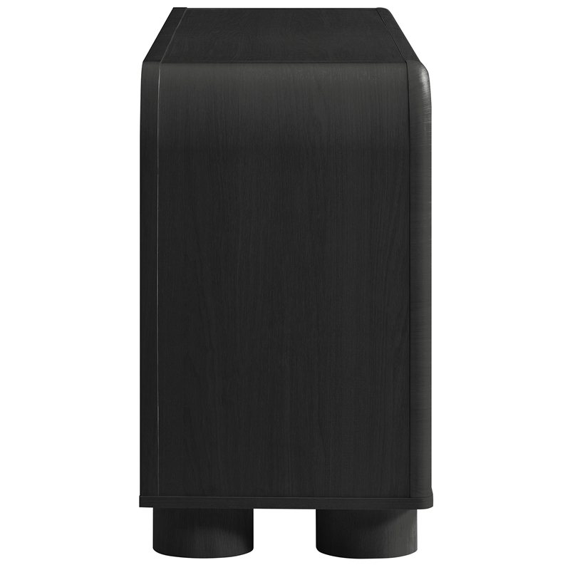 Bellamy Curved 4-Door Sideboard Cabinet in Black Oak