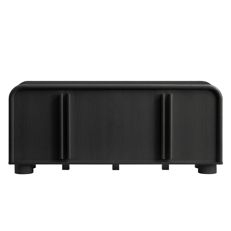 Bellamy Curved 4-Door Sideboard Cabinet in Black Oak