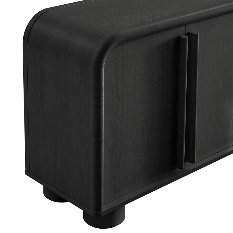 Bellamy Curved 4-Door Sideboard Cabinet in Black Oak