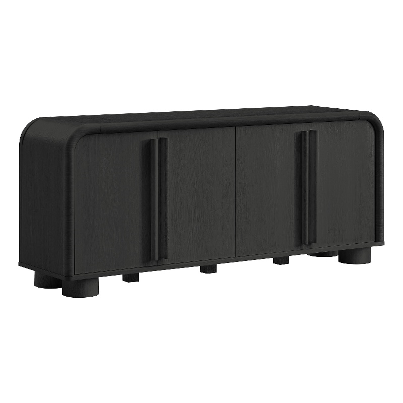 Bellamy Curved 4-Door Sideboard Cabinet in Black Oak