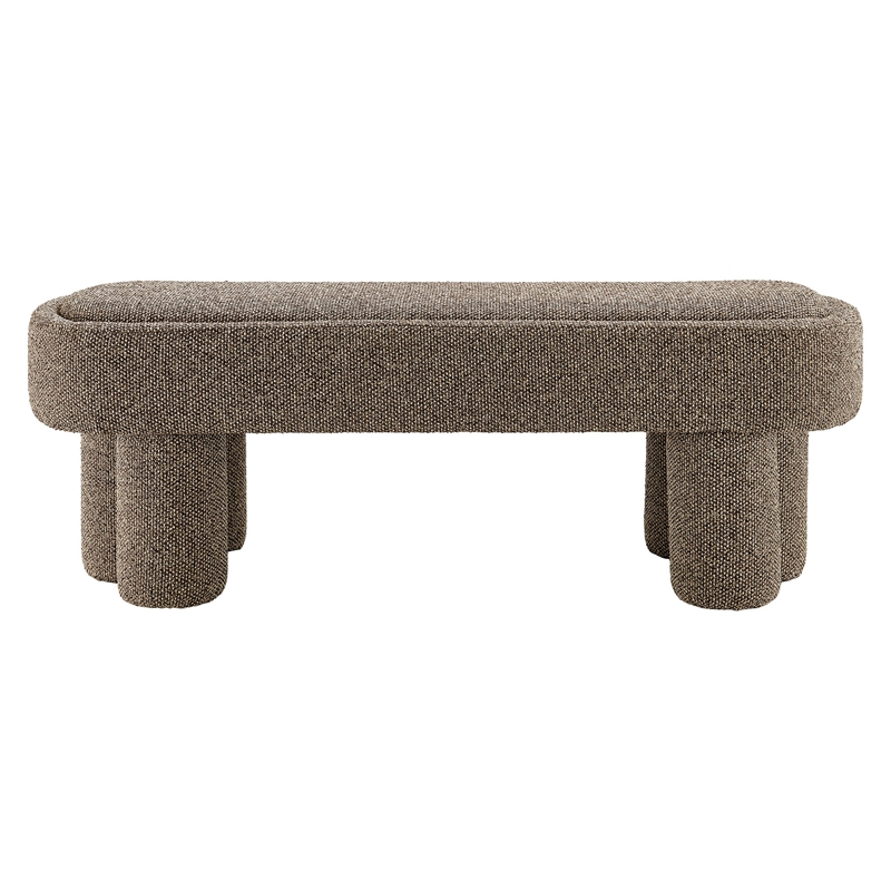 Mossi 52-Inch Oval Boucle Fabric Bench in Earth