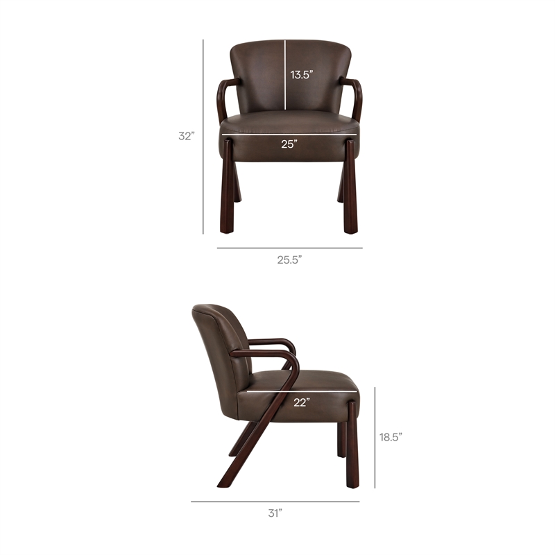 Arden Faux Leather Upholstered Accent Armchair in Espresso