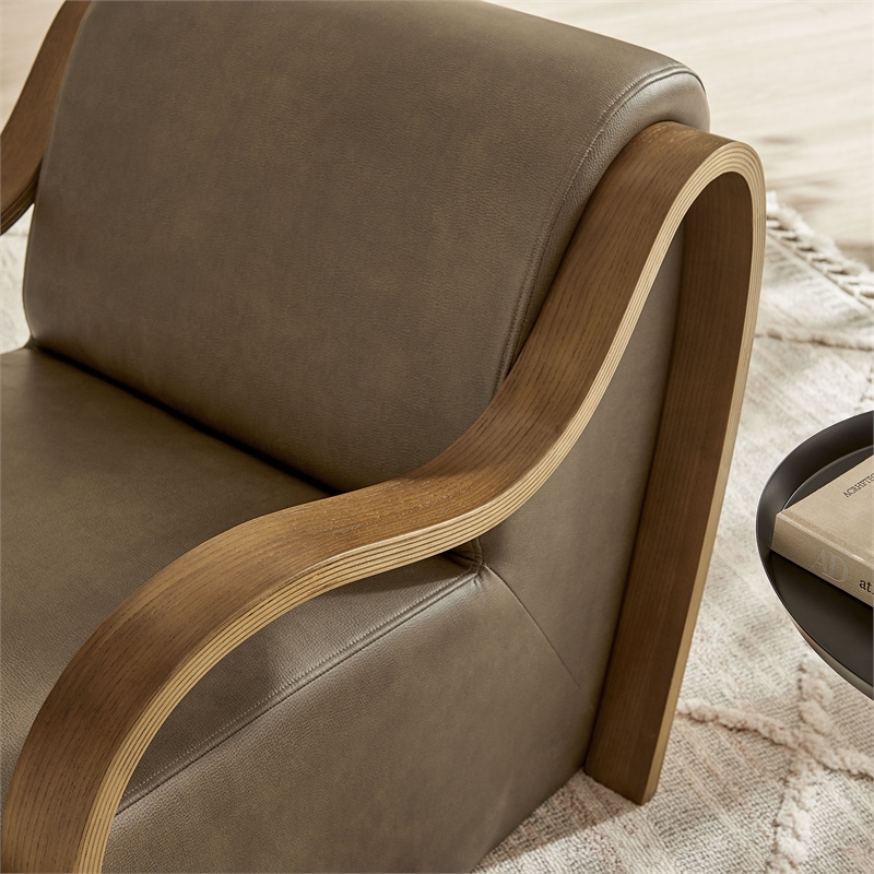 Atrium Vegan Leather Accent Armchair in Mushroom