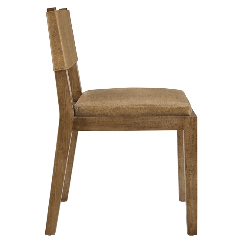 Calder Vegan Leather Dining Side Chair in Toast