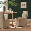 Tessera Upholstered Linen-Blend Slipcovered Dining Chair in Almond