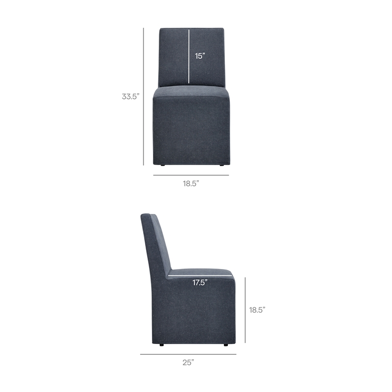 Tessera Upholstered Linen-Blend Slipcovered Dining Chair in Denim