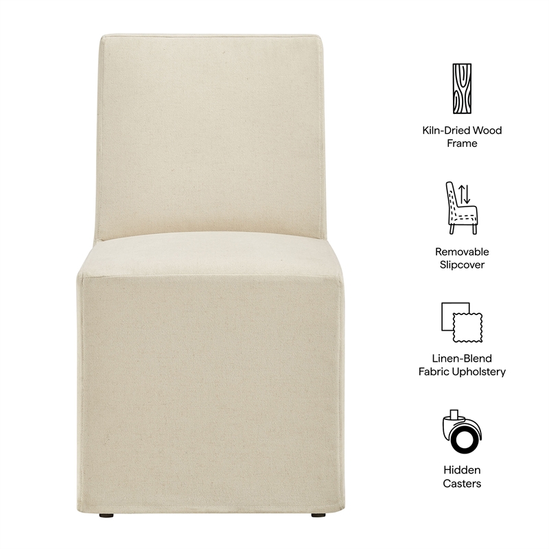 Tessera Upholstered Linen-Blend Slipcovered Dining Chair in Linen