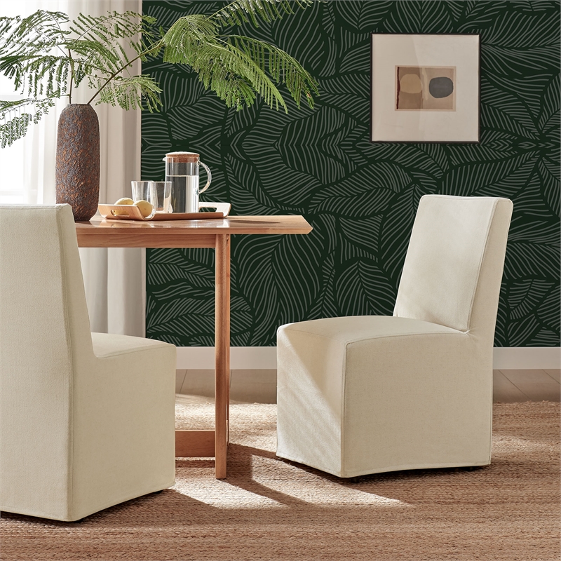 Tessera Upholstered Linen-Blend Slipcovered Dining Chair in Linen