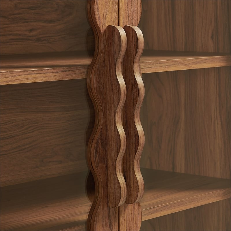 Rory 76 Inch Arched Kitchen Pantry Cabinet in Walnut