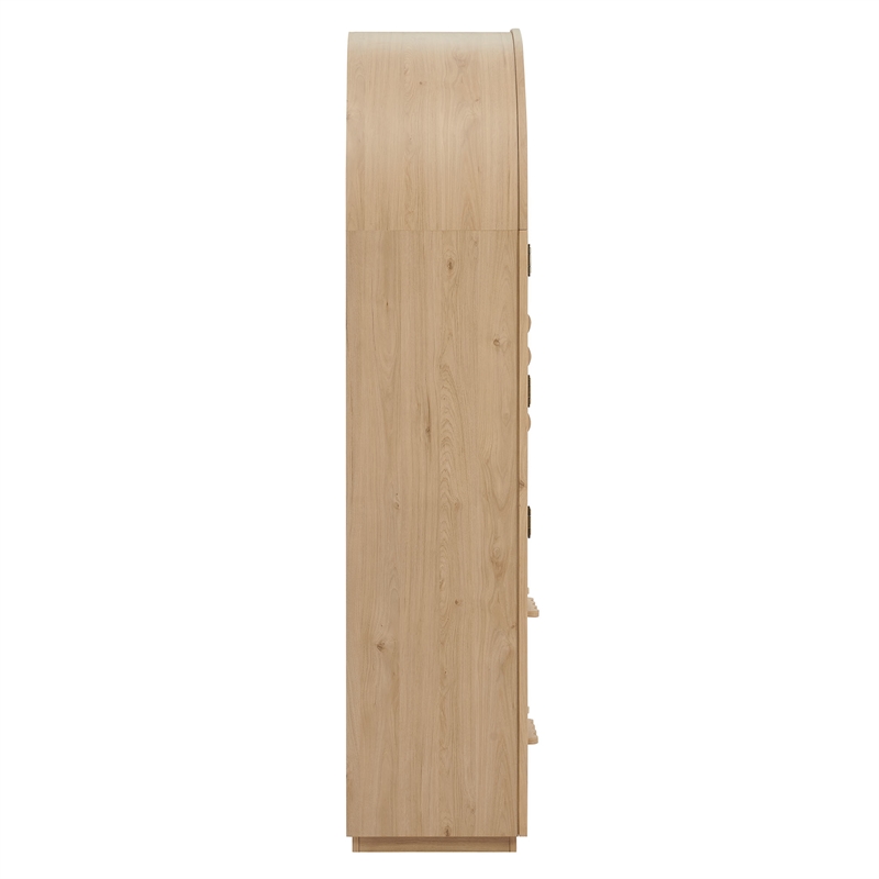 Rory 76 Inch Arched Kitchen Pantry Cabinet in Light Oak