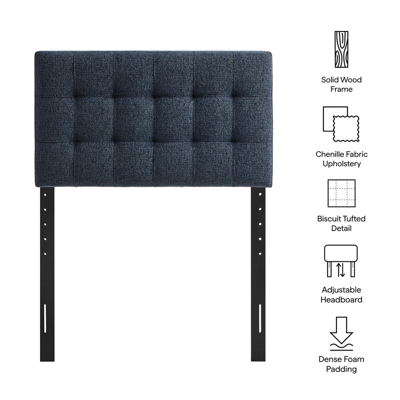Lily Upholstered Twin Size Headboard in Navy
