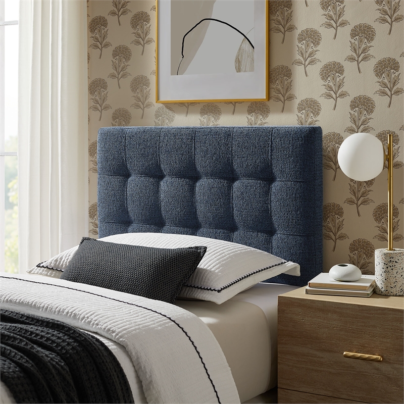 Lily Upholstered Twin Size Headboard in Navy