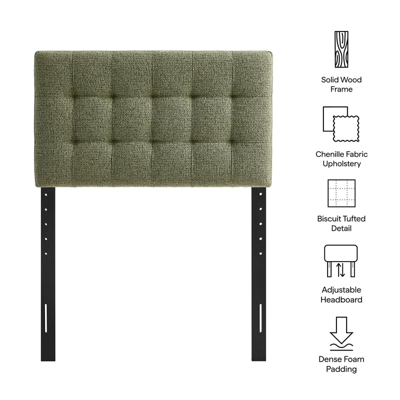 Lily Upholstered Twin Size Headboard in Leaf