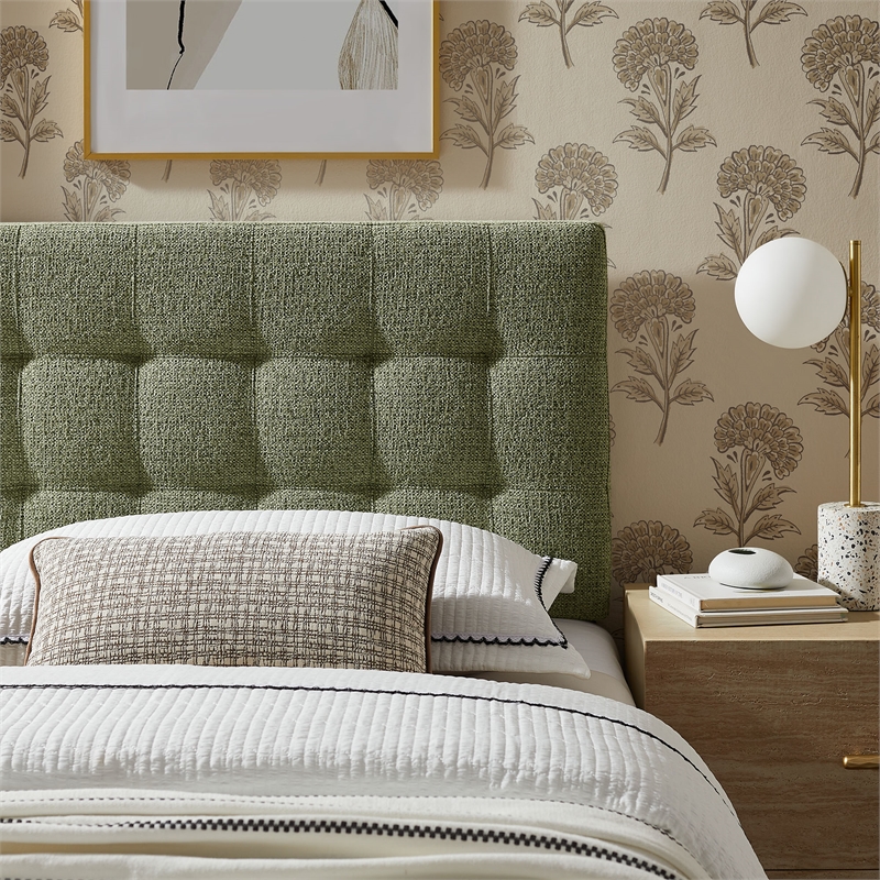 Lily Upholstered Twin Size Headboard in Leaf