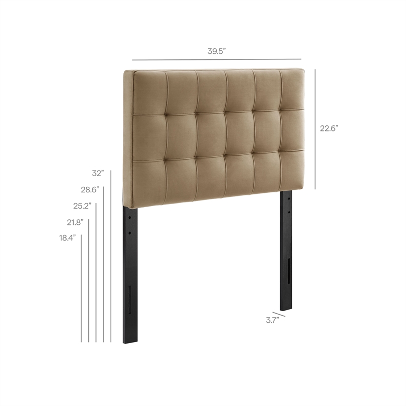 Lily Stain-Resistant Performance Velvet Twin Size Headboard in Taupe