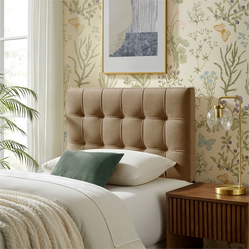 Lily Stain-Resistant Performance Velvet Twin Size Headboard in Taupe