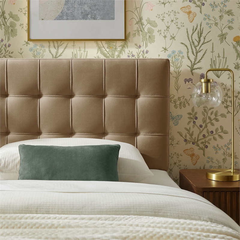 Lily Stain-Resistant Performance Velvet Twin Size Headboard in Taupe