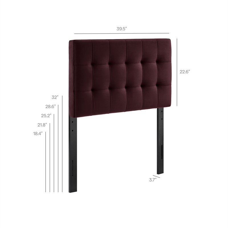 Lily Stain-Resistant Performance Velvet Twin Size Headboard in Mulberry