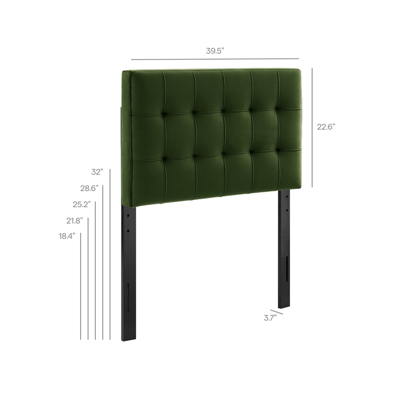 Lily Stain-Resistant Performance Velvet Twin Size Headboard in Moss Green