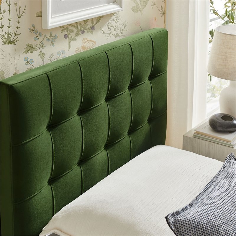 Lily Stain-Resistant Performance Velvet Twin Size Headboard in Moss Green