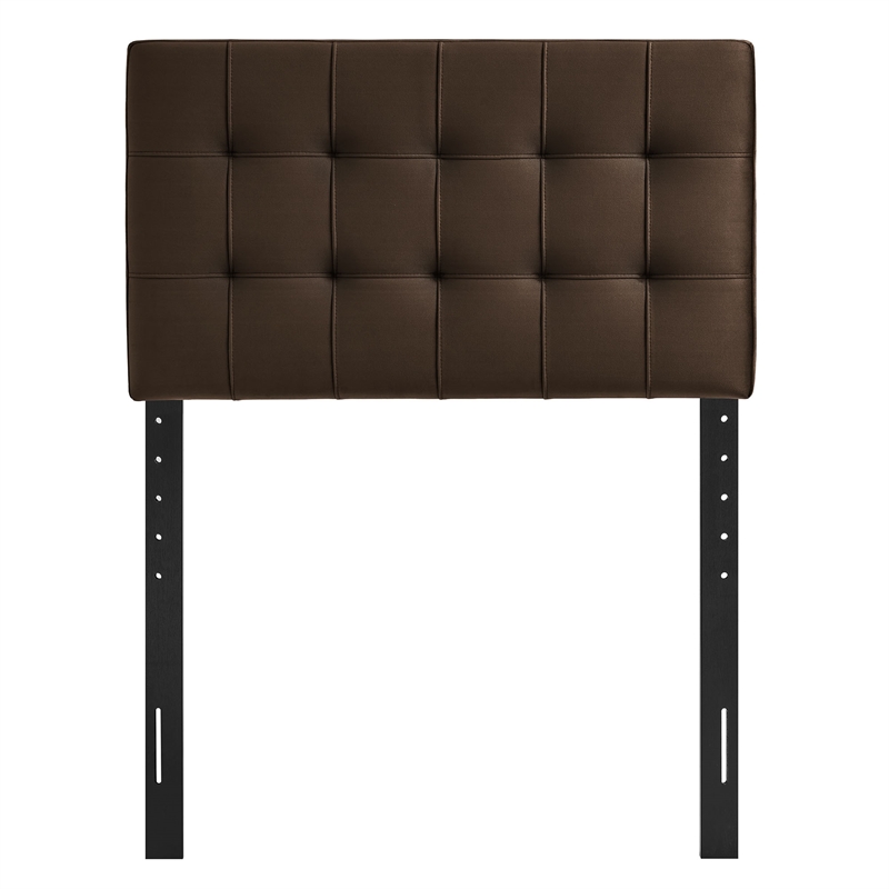Lily Stain-Resistant Performance Velvet Twin Size Headboard in Chocolate Brown