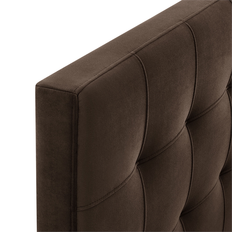 Lily Stain-Resistant Performance Velvet Twin Size Headboard in Chocolate Brown