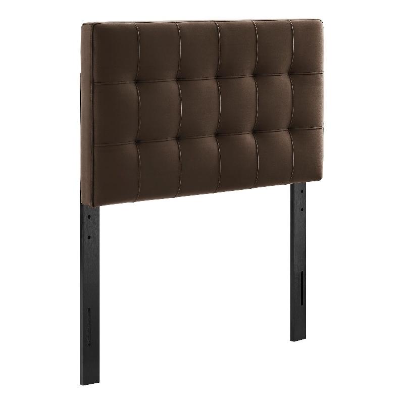 Lily Stain-Resistant Performance Velvet Twin Size Headboard in Chocolate Brown