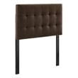 Lily Stain-Resistant Performance Velvet Twin Size Headboard in Chocolate Brown