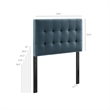 Lily Stain-Resistant Performance Velvet Twin Size Headboard in Cadet Blue