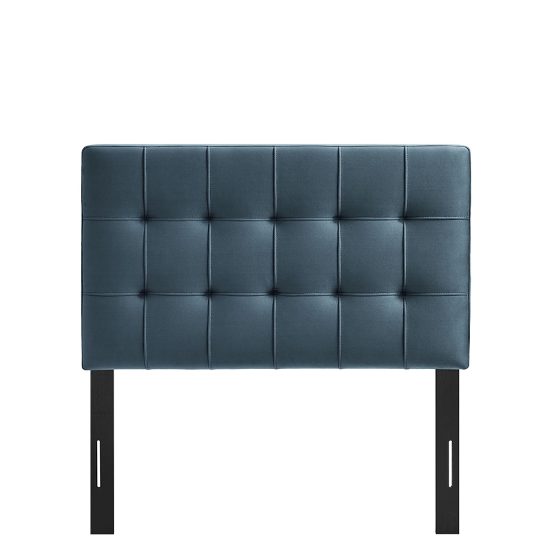 Lily Stain-Resistant Performance Velvet Twin Size Headboard in Cadet Blue